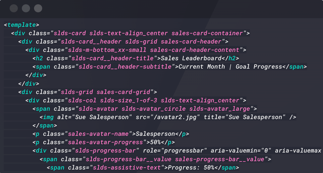 Code block with styling hooks for the leaderboard.